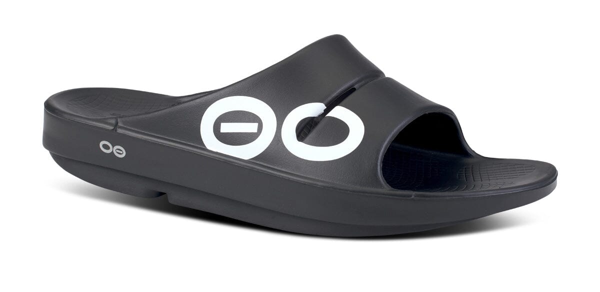OOFOS Unisex OOahh Sport Slide Sandal - Black White