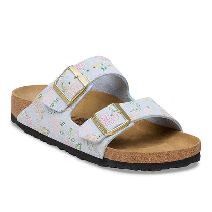 Birkenstock Arizona "Flower Print" - Baby Blue