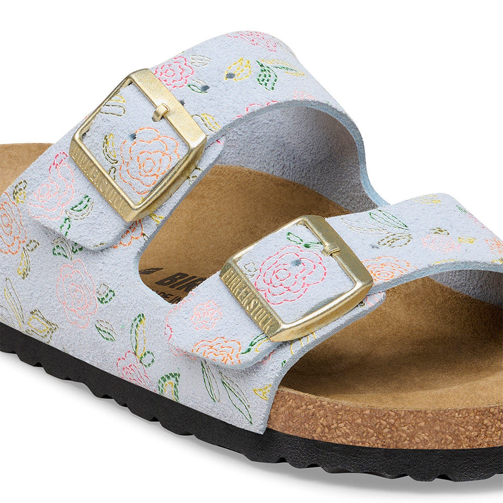 Birkenstock Arizona "Flower Print" - Baby Blue