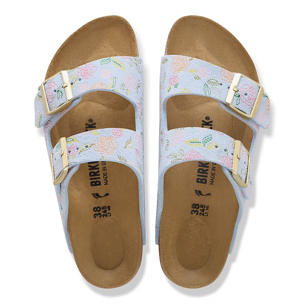Birkenstock Arizona "Flower Print" - Baby Blue