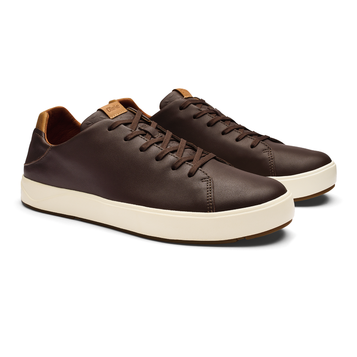 Olukai Dark Java Lae'ahi Li'Ili Men's Waterproof Leather Sneakers 10455-4848