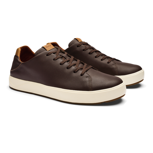 Olukai Dark Java Lae'ahi Li'Ili Men's Waterproof Leather Sneakers 10455-4848