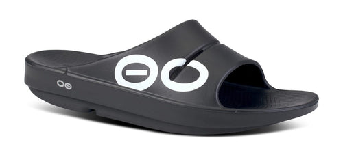 OOFOS Unisex OOahh Sport Slide Sandal - Black White