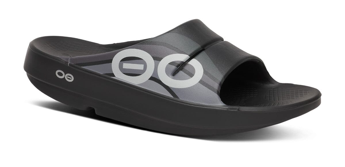 OOFOS Unisex OOahh Sport Slide Sandal - Black Wave Flow