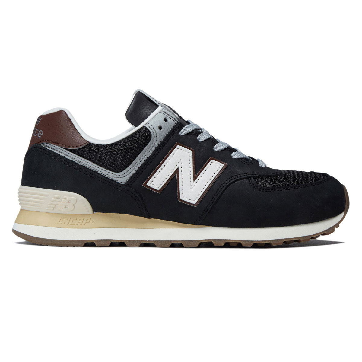 New Balance 574 Shoes - Brown/Dark Silver Metallic