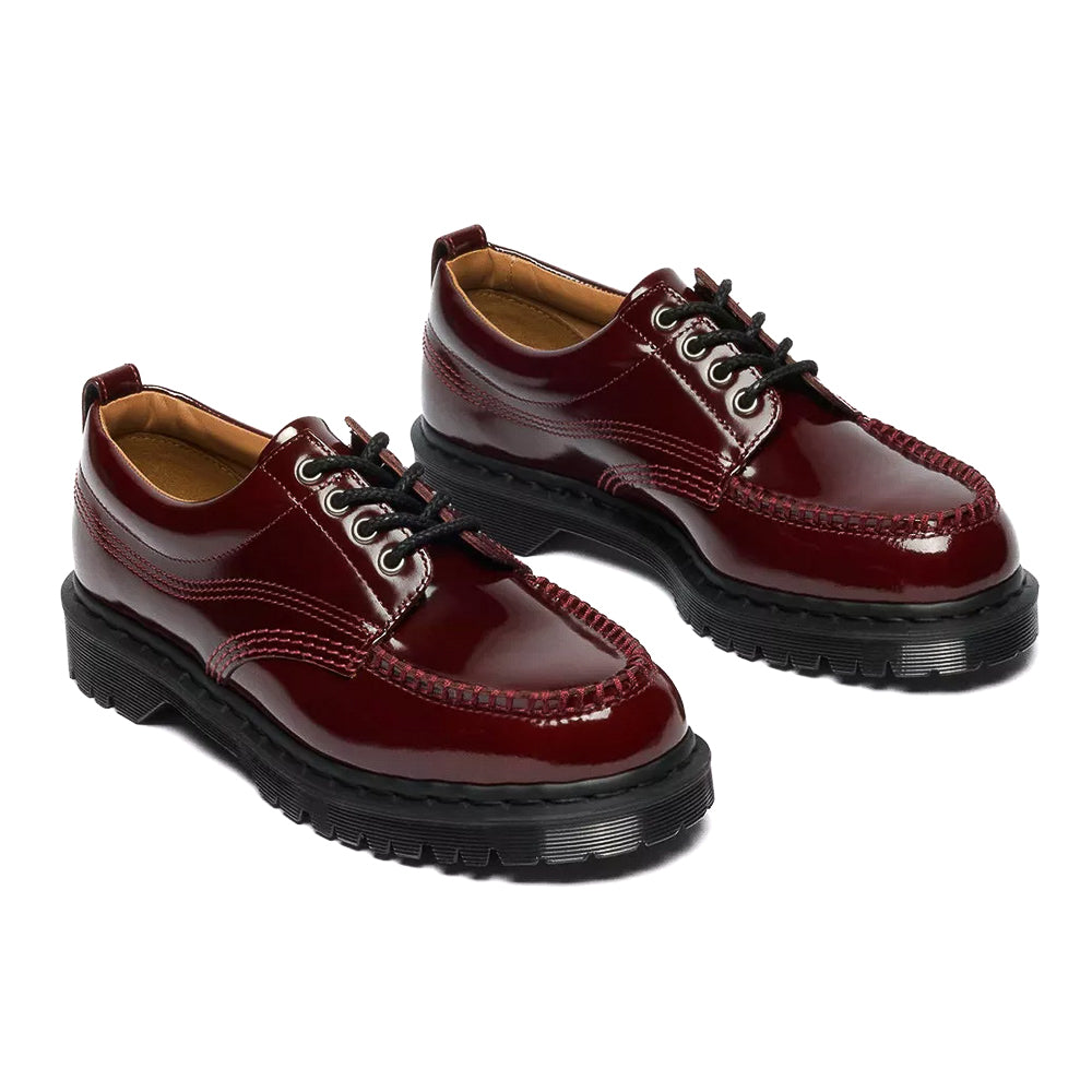 Dr. Martens Lowell Lacquered Leather Moc Toe - Cherry Red