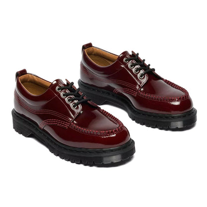 Dr. Martens Lowell Lacquered Leather Moc Toe - Cherry Red