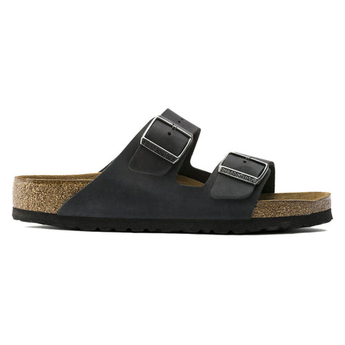 Birkenstock Arizona Soft Footbed Sandals - Black Oilded Leather