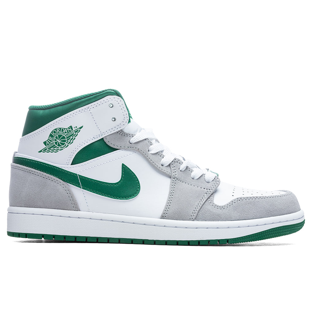 Air Jordan 1 Mid SE - White/Pine Green/ LT Smoke Grey