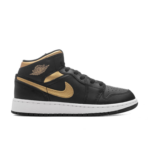 Air Jordan 1 Mid (GS) - Black/Metallic Gold/White