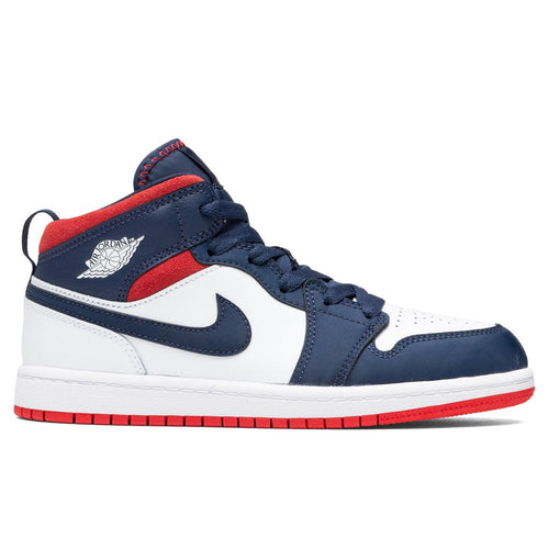 Air Jordan 1 Mid SE (PS) - White/University Red/Midnight Navy