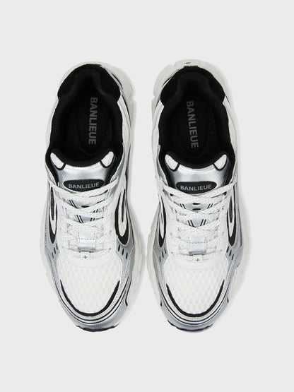 Banlieue The Runner+ Sneakers | White/Metallic Silver