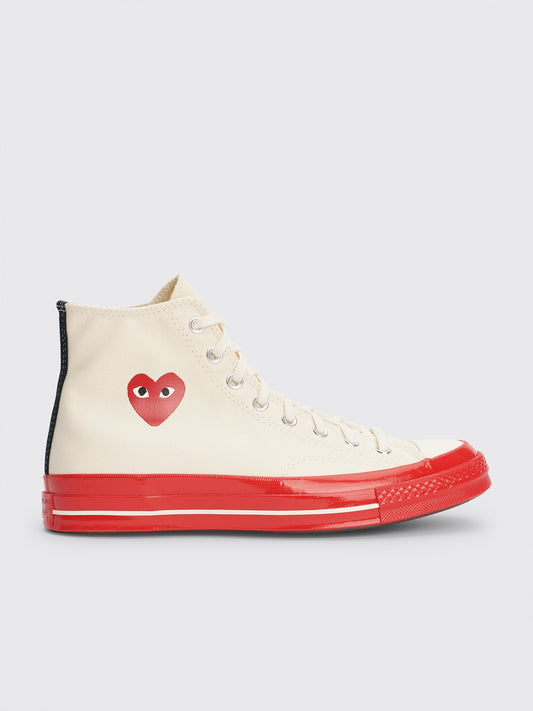 Comme des Garçons Play x Converse Chuck 70 Hi Pristine / Red / Egret